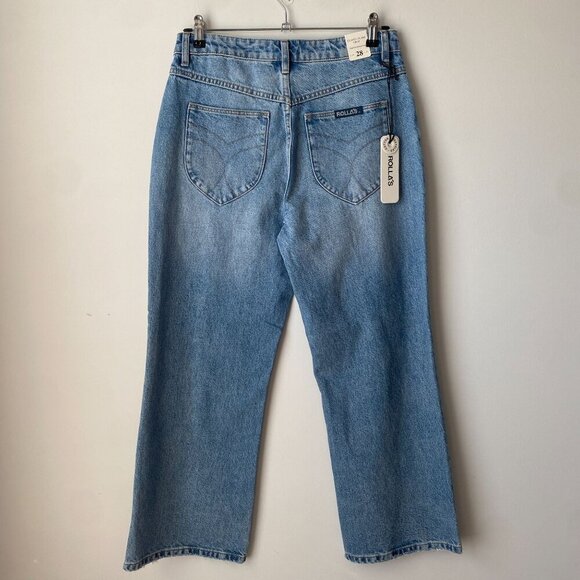 Rollas Womens Classic Flare Crop Sienna High Rise in Light Vintage Blue Size 28 - Picture 4 of 11